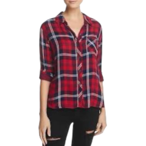 Rails Hunter‎ Carmine Navy white Tatum plaid button up shirt size small - Picture 1 of 12
